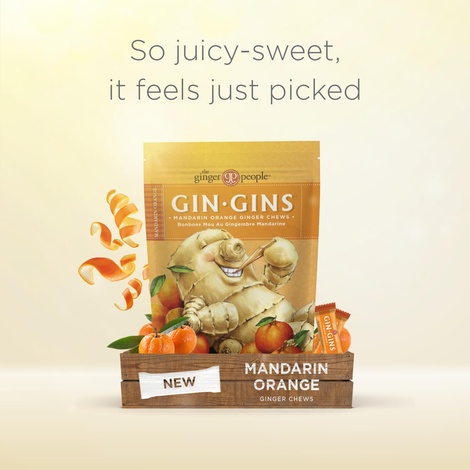 Ginger root and mandarin orange ingredients highlight natural flavor from The Ginger People.