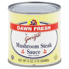 Giorgio Dawn Fresh Mushroom Steak Sauce bottle for savory steak pairing and grilling.