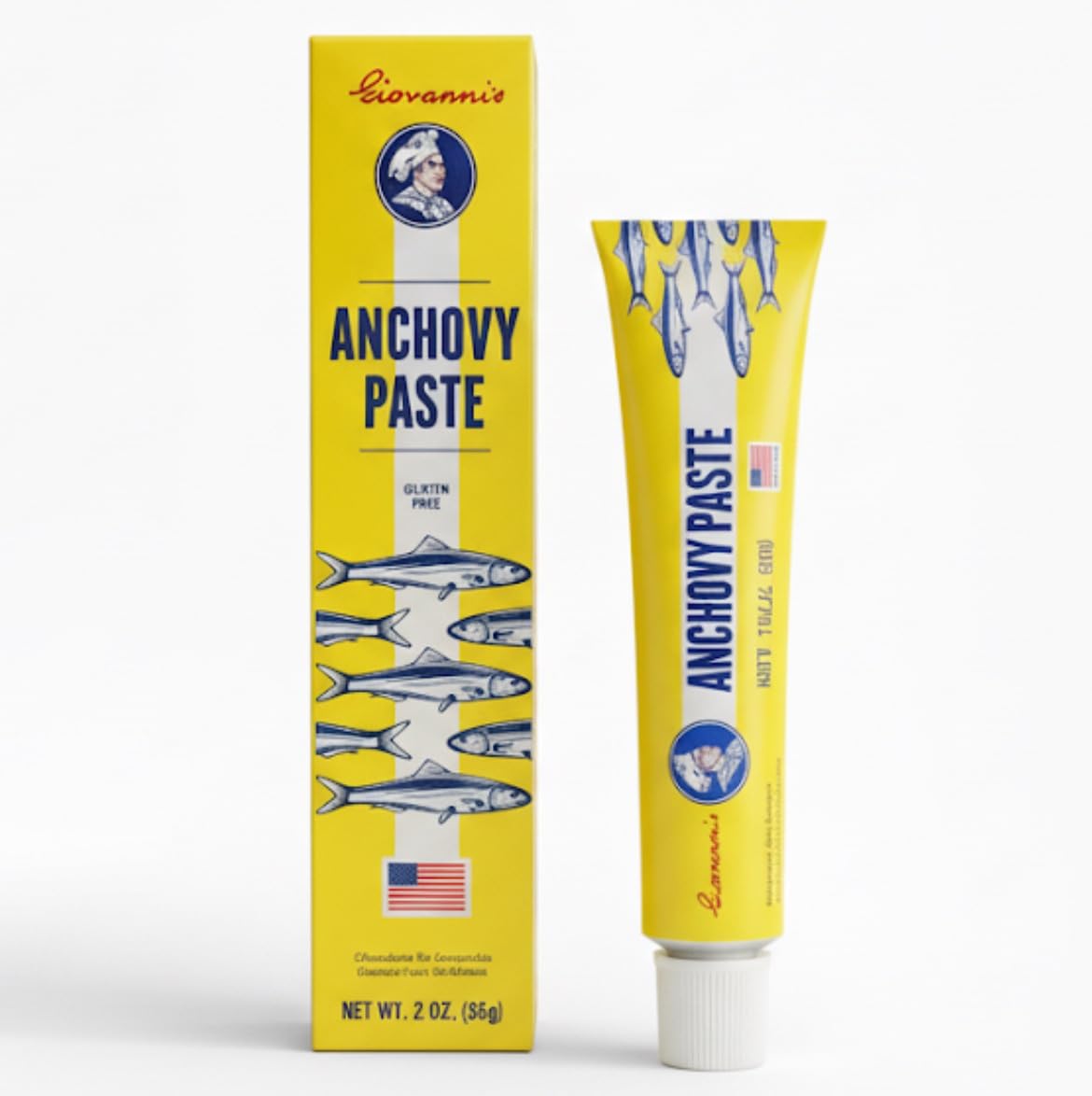 Giovanni's Anchovy Paste 2oz tube ready for use, compact and convenient