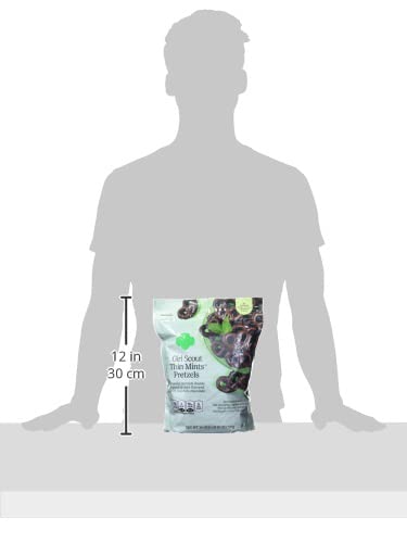 Girl Scout Thin Mints Pretzels texture shot highlights crunch.
