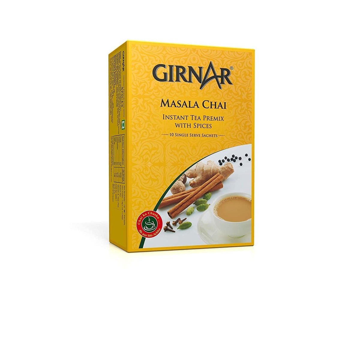 Girnar Instant Chai Premix sachets with masala offering quick, rich flavor