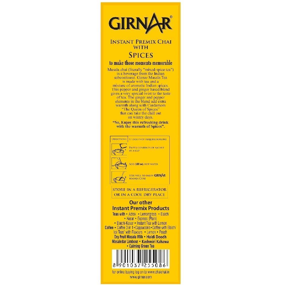 Opened Girnar Instant Chai premix sachet poured into mug for fast tea