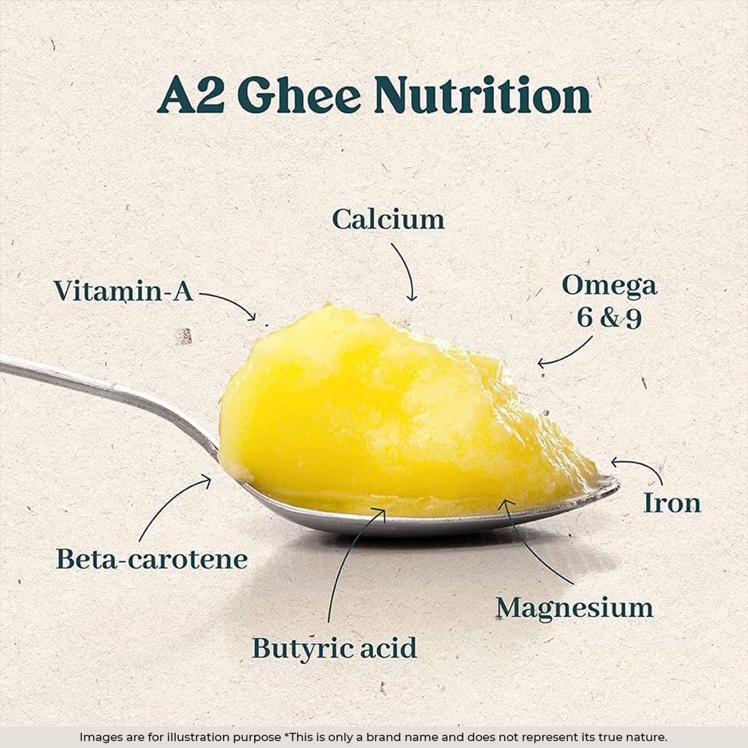 GirOrganic A2 Ghee gluten-free label visible on packaging.