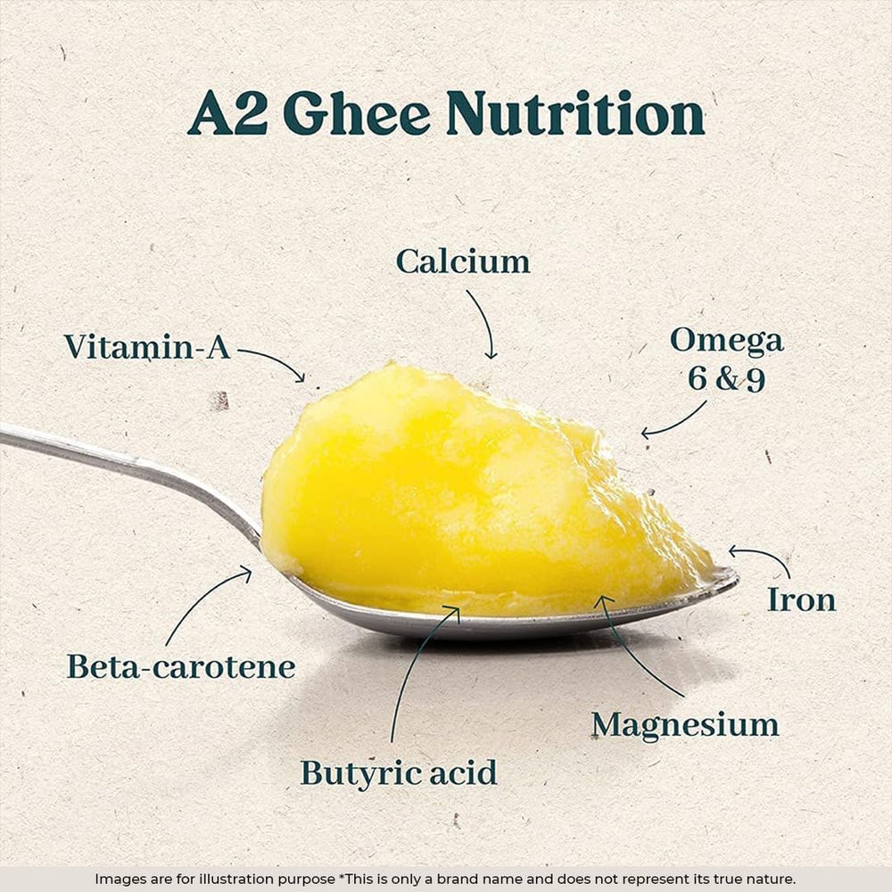 GirOrganic A2 Ghee gluten-free label visible on packaging.