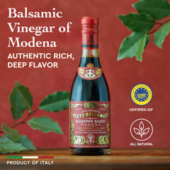 Close-up of Giusti balsamic glaze on a dish for depth