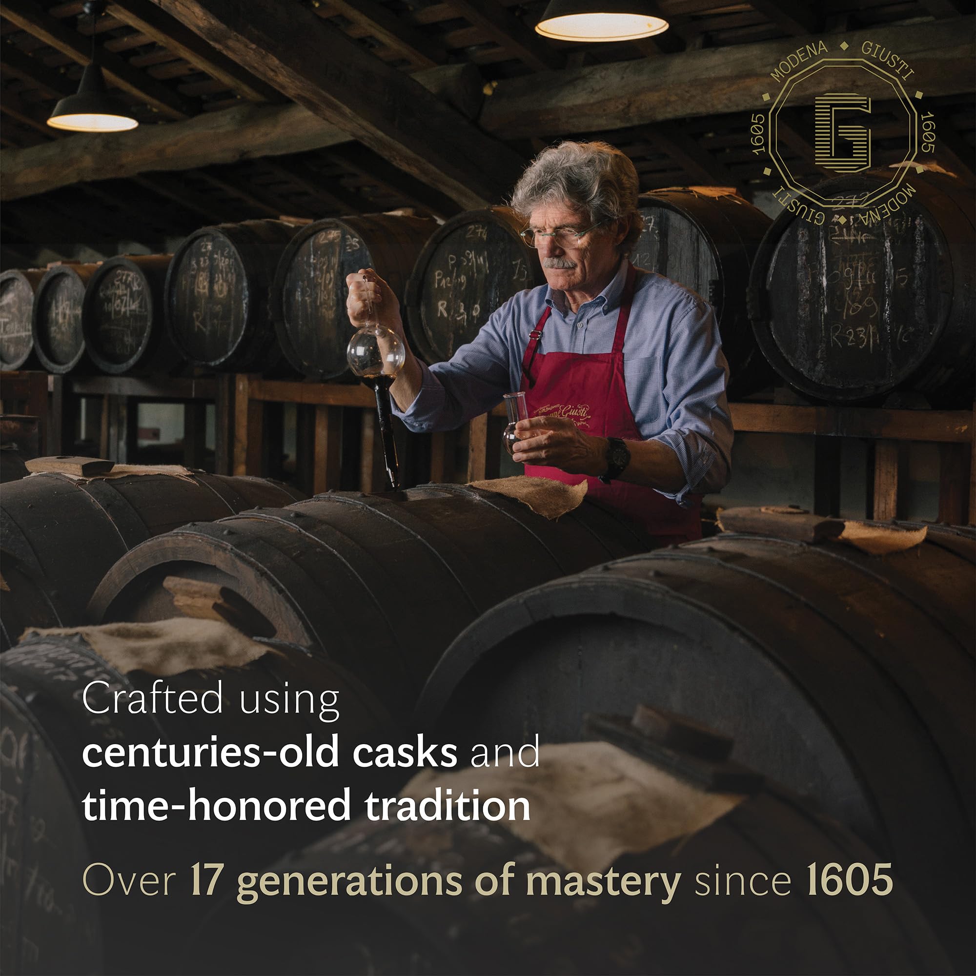 Gold medals label on Giusti balsamic signals premium quality