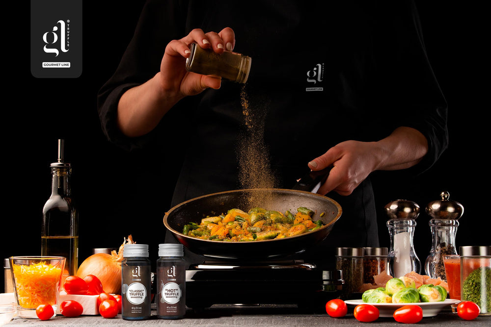 GL Truffle Gourmet Line label closeup highlights premium truffle blend quality
