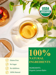 GLDNT Iced Lemon Balm Tea in a glass with bright, caffeine-free refreshment