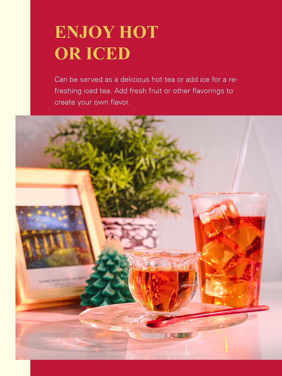 GLDNT Tea brewed cup highlights smooth flavor and inviting aroma.