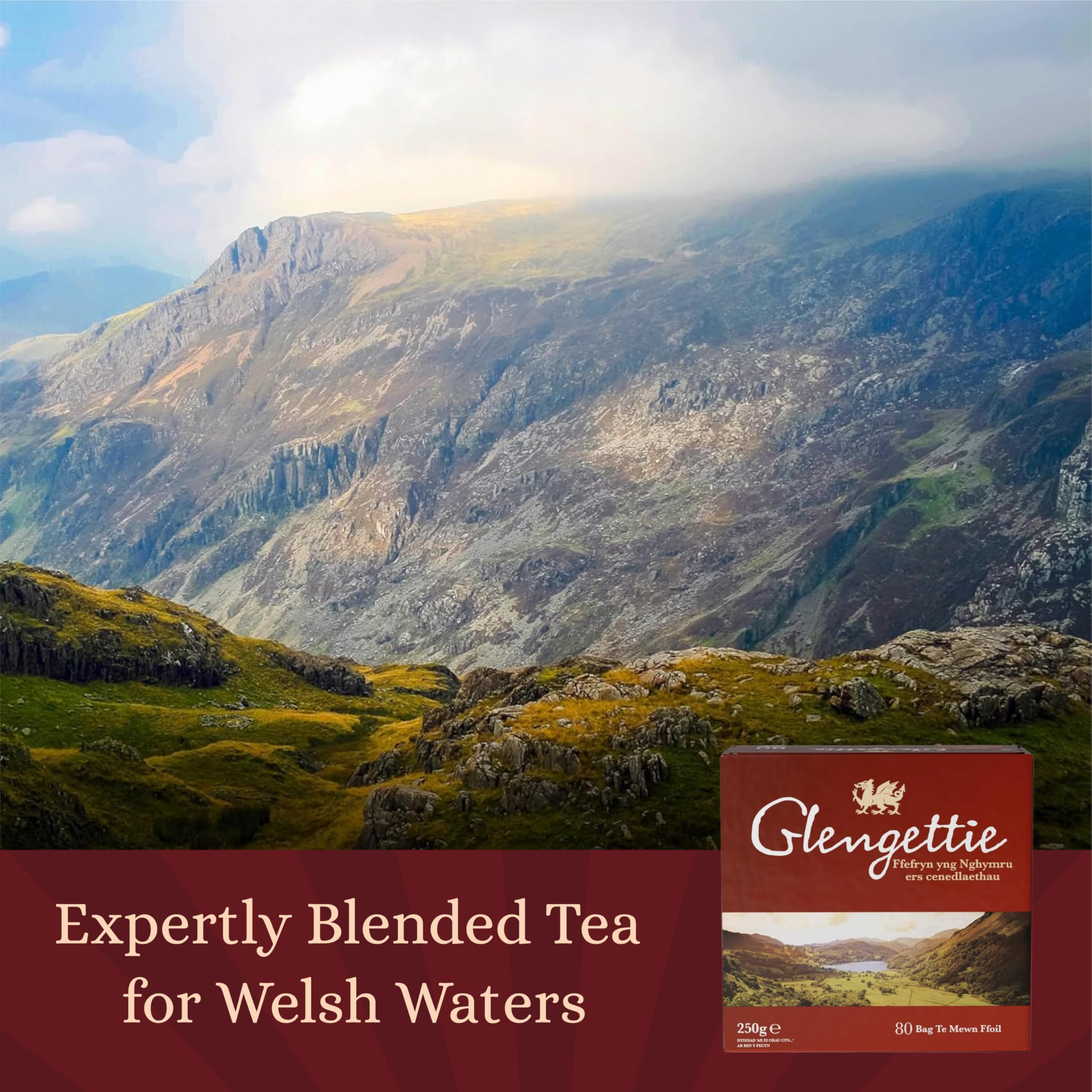 Iconic 80 tea bags per box from Glengettie for daily use.