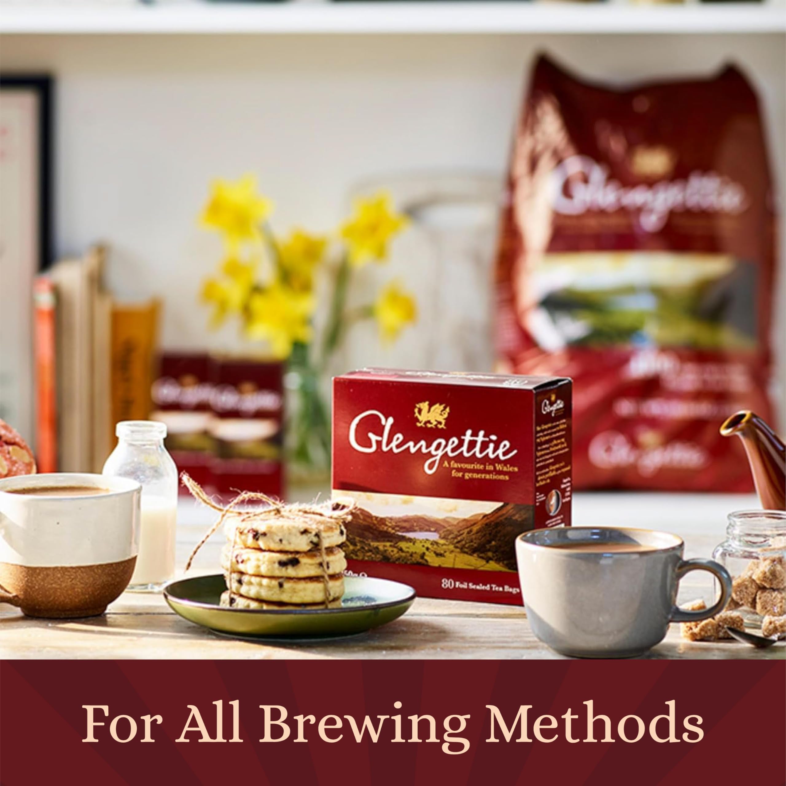 Glengettie heritage label highlighting Welsh tea history.