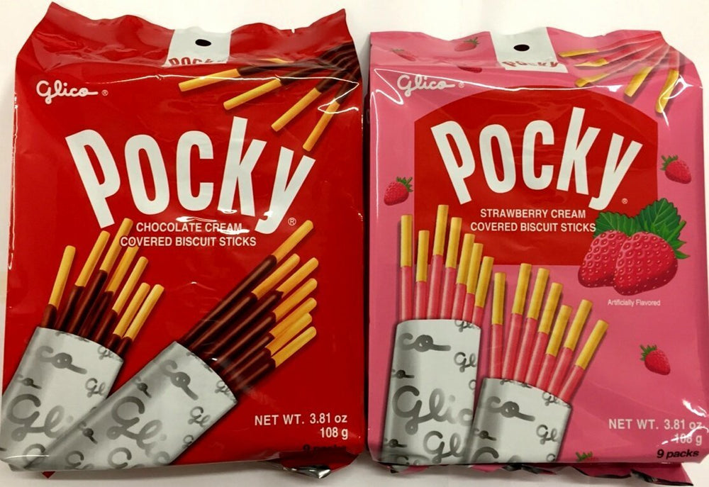Glico Pocky family size chocolate sticks ready for sharing a snack.