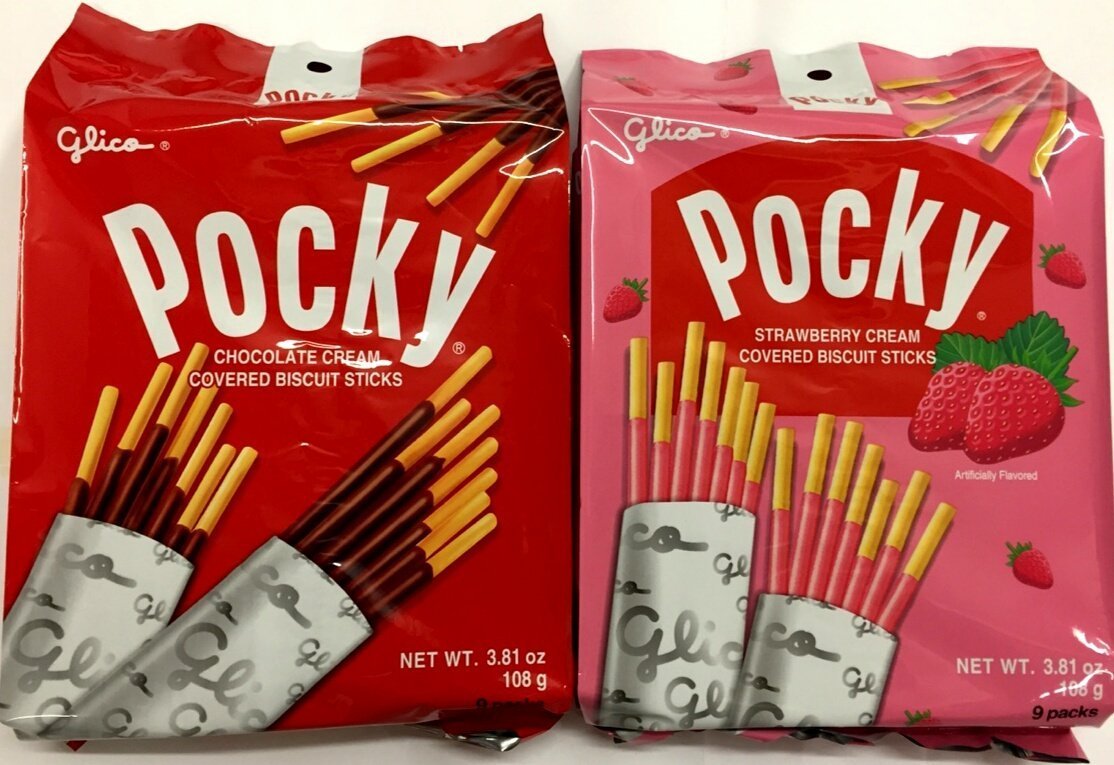 Glico Pocky family size chocolate sticks ready for sharing a snack.