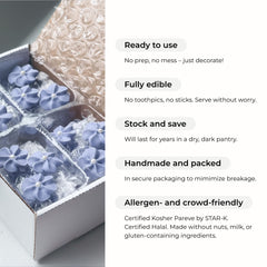 Global Sugar Art white pearl icing flowers suited for cookies and cupcakes with a luxe finish.