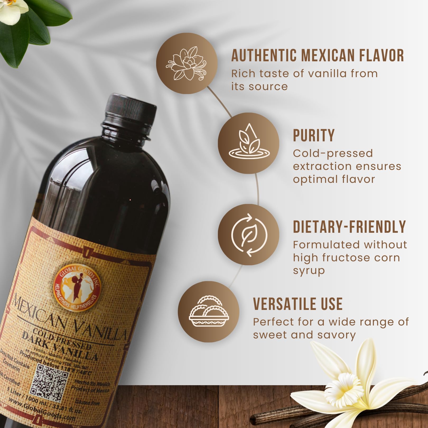 Global Goods coumarin-free seal indicates a safe, additive-free vanilla option.