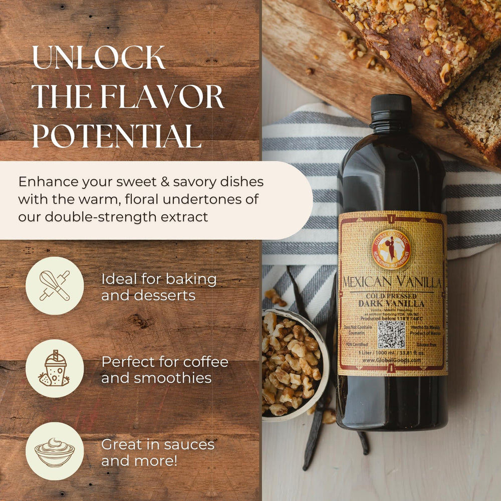 Global Goods gluten-free label signals clean-label baking with vanilla.