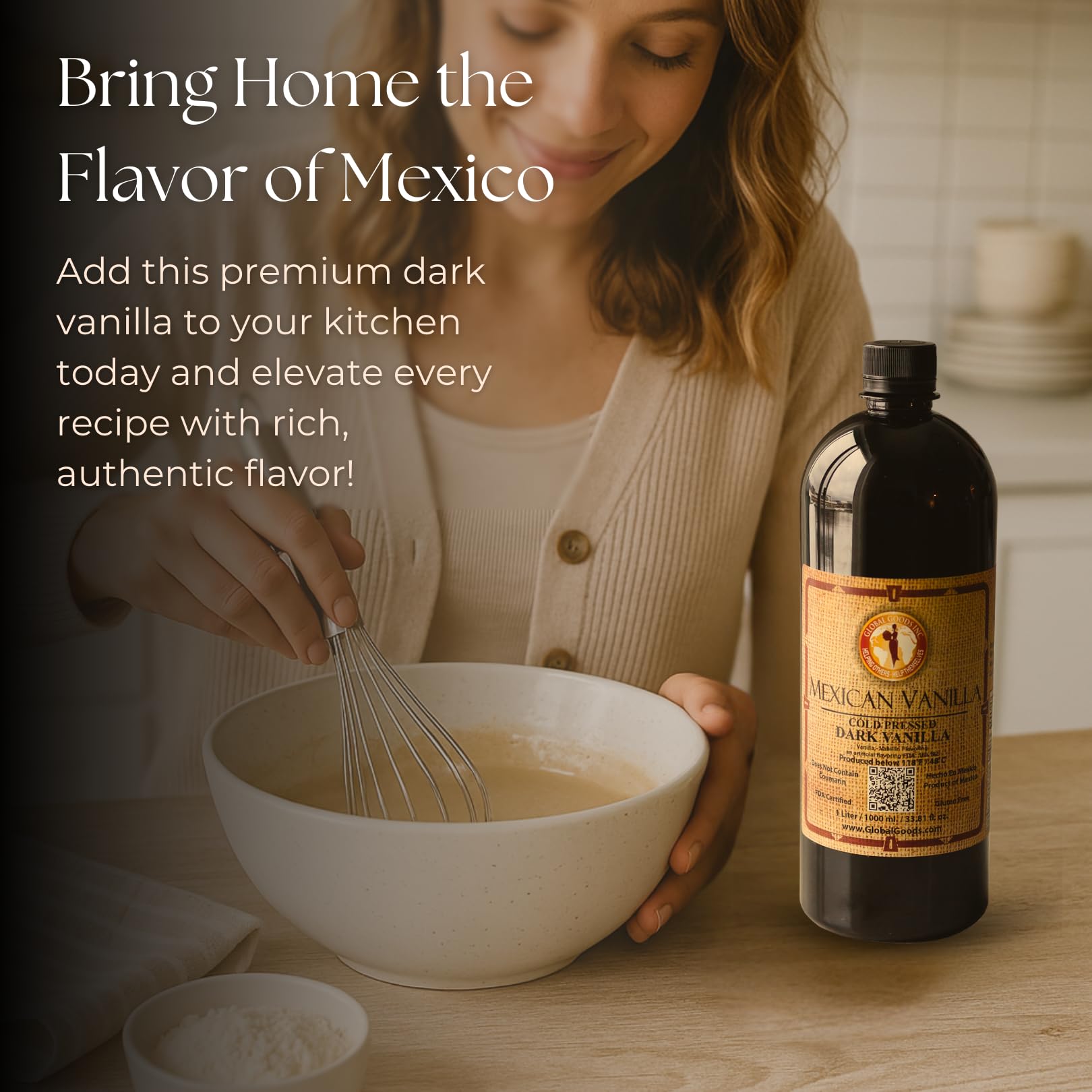 Global Goods traditional extraction process emphasizes authentic vanilla flavor.