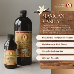 Global Goods vanilla beans closeup highlights premium quality and natural scent.
