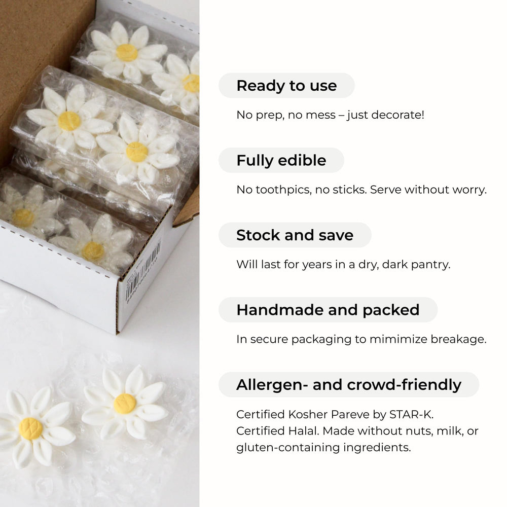 Global Sugar Art hand-sculpted daisies with realistic, refined floral detail.