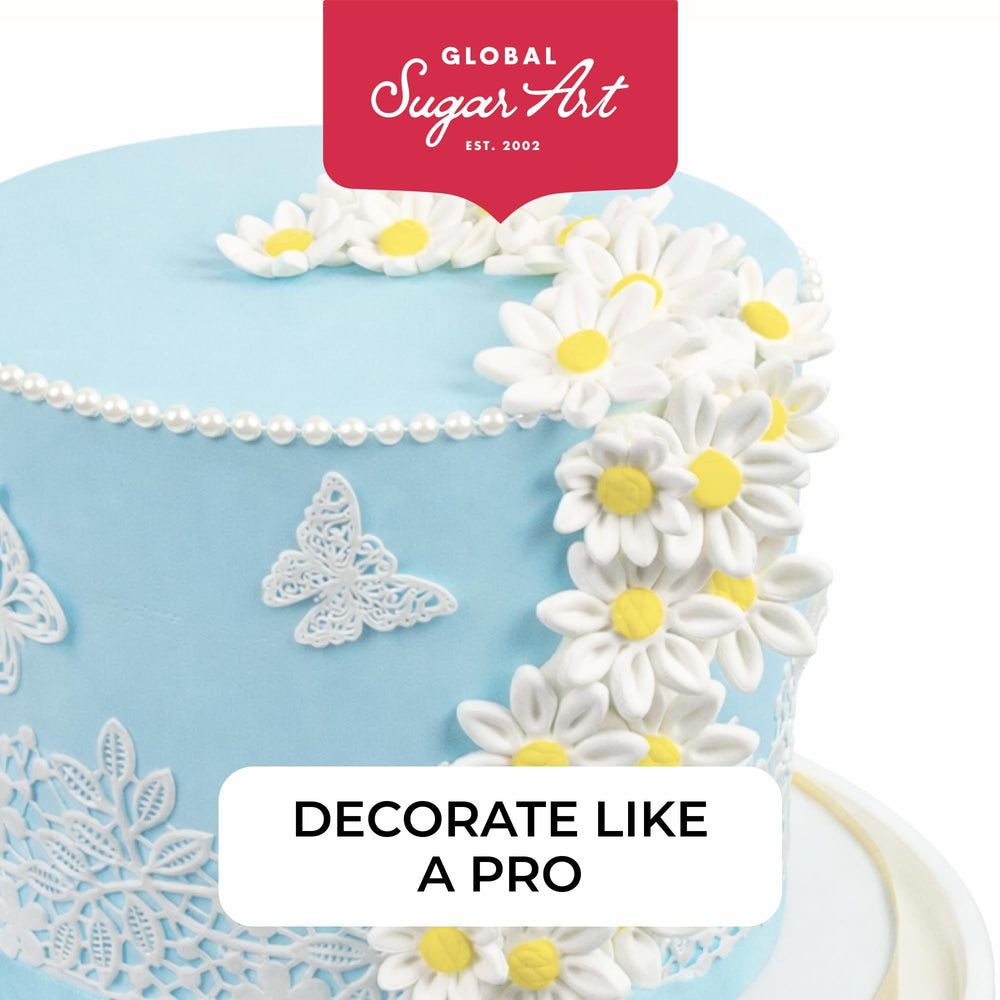 Global Sugar Art ready-to-use daisies for quick cake and cupcake decoration.
