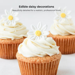 Global Sugar Art daisies, large 1-3-8-inch toppers for cakes, elegant detail.