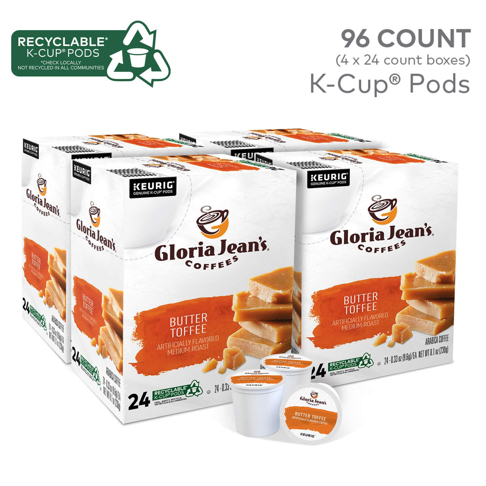 Gloria Jean's Butter Toffee mug with steam, inviting aroma.