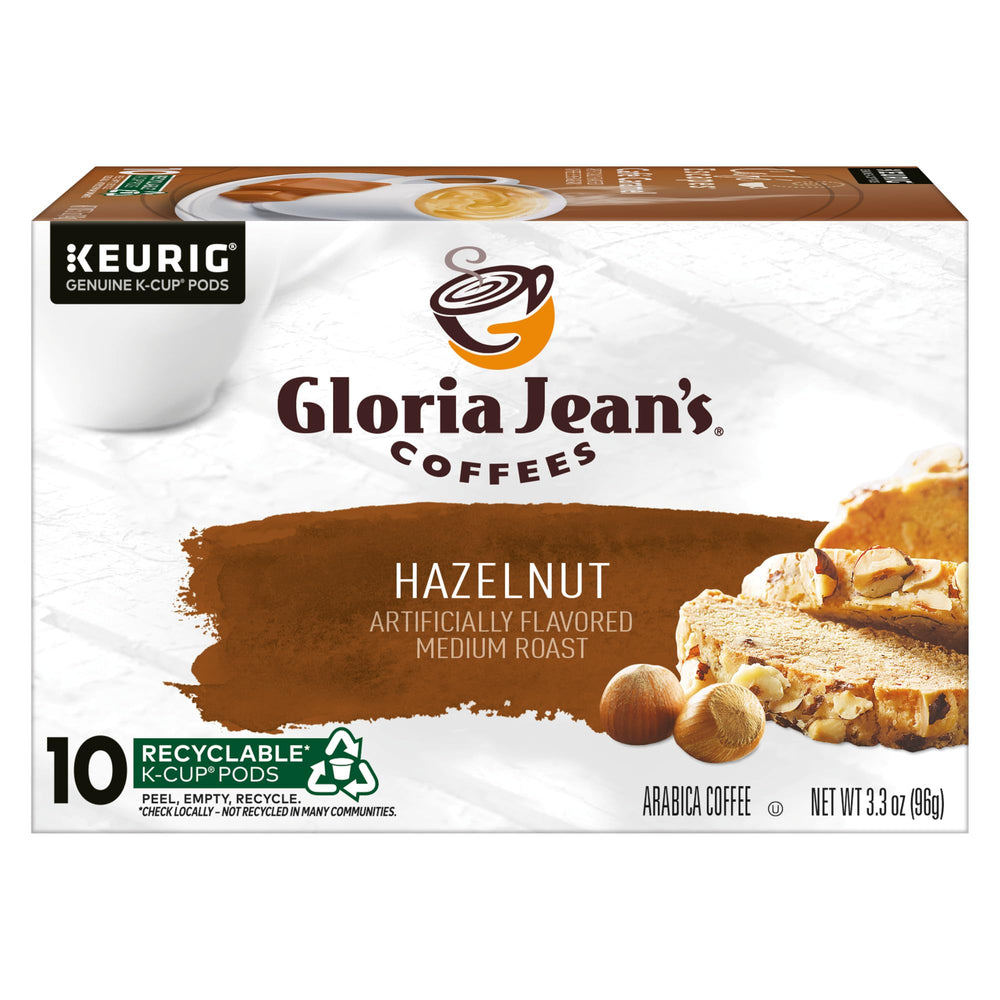 Gloria Jean's Hazelnut K-Cup Pod aroma creates a cozy morning moment.