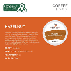 Gloria Jean's Hazelnut K-Cup pods closeup aroma for inviting mornings.