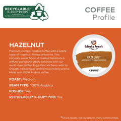 Gloria Jean's Hazelnut K-Cup Pod brew in mug highlights a smooth, nutty aroma.