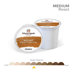 Gloria Jean's Hazelnut K-Cup Pods stack signals quick caffeine.