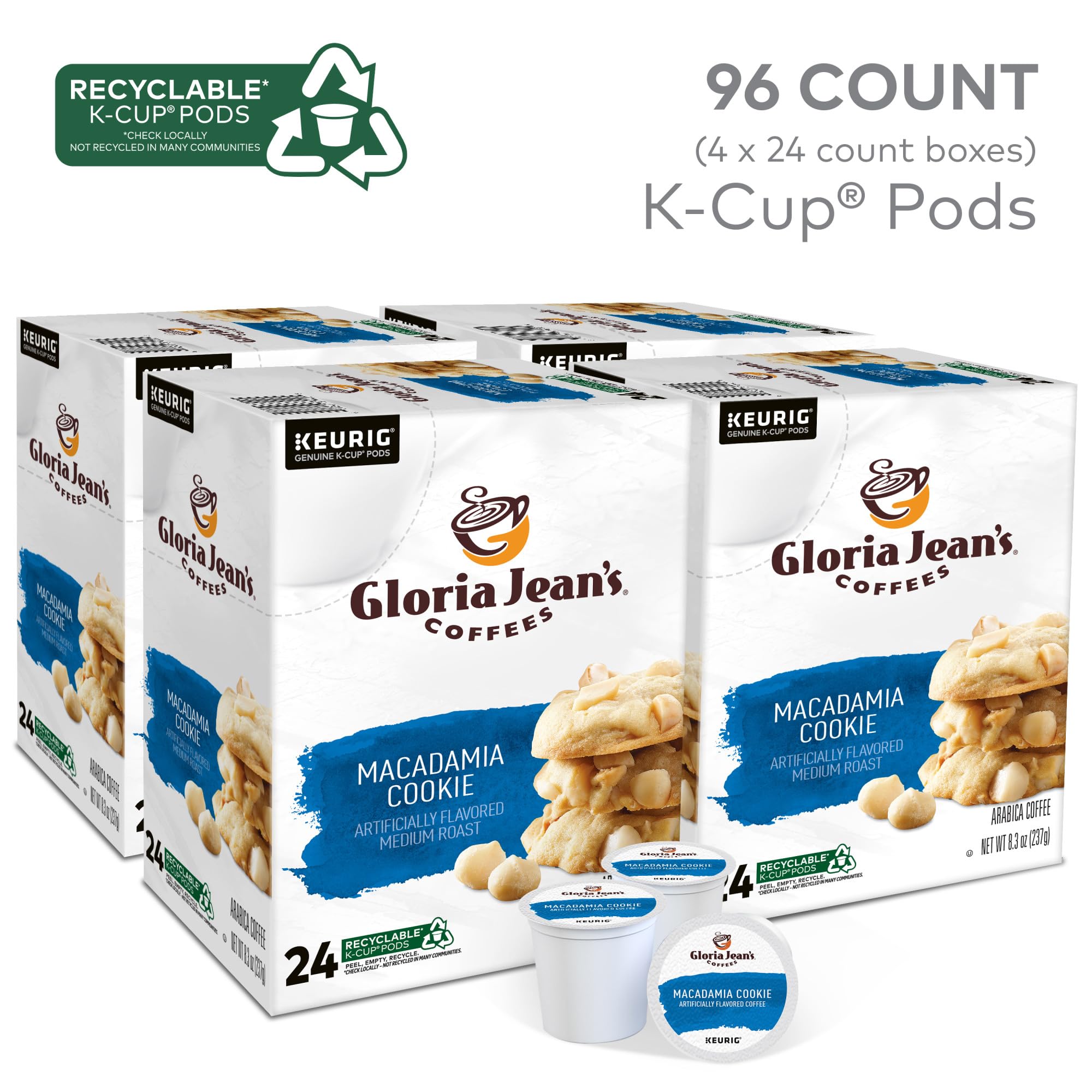 Cup brewing rich Gloria Jean's Macadamia Cookie coffee in a mug