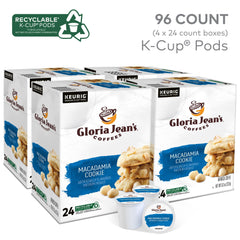 Cup brewing rich Gloria Jean's Macadamia Cookie coffee in a mug