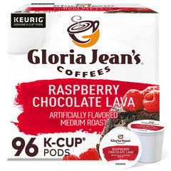 Gloria Jean's Raspberry Chocolate Lava pod ready to brew for convenient single-serve coffee.