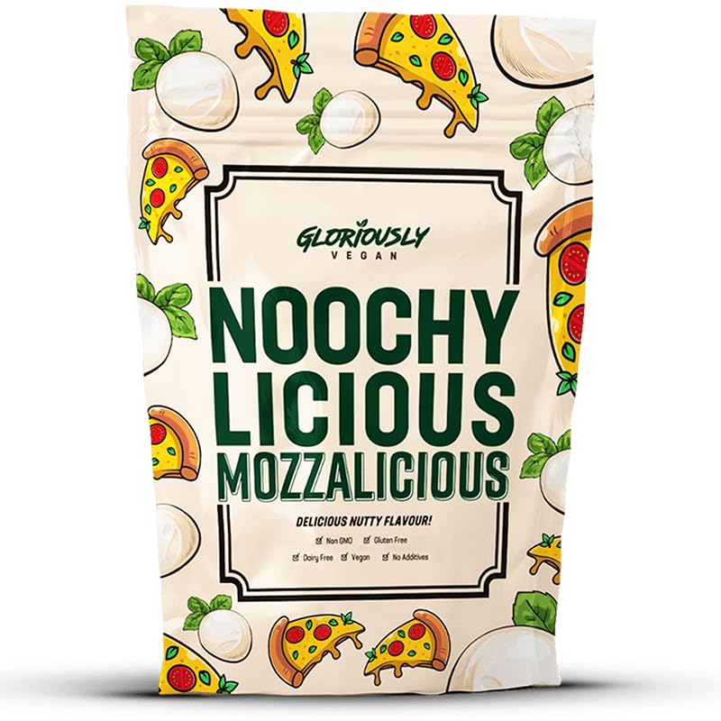 Gloriously Vegan MozzaLicious jar close-up showing creamy, dairy-free mozzarella flavor.