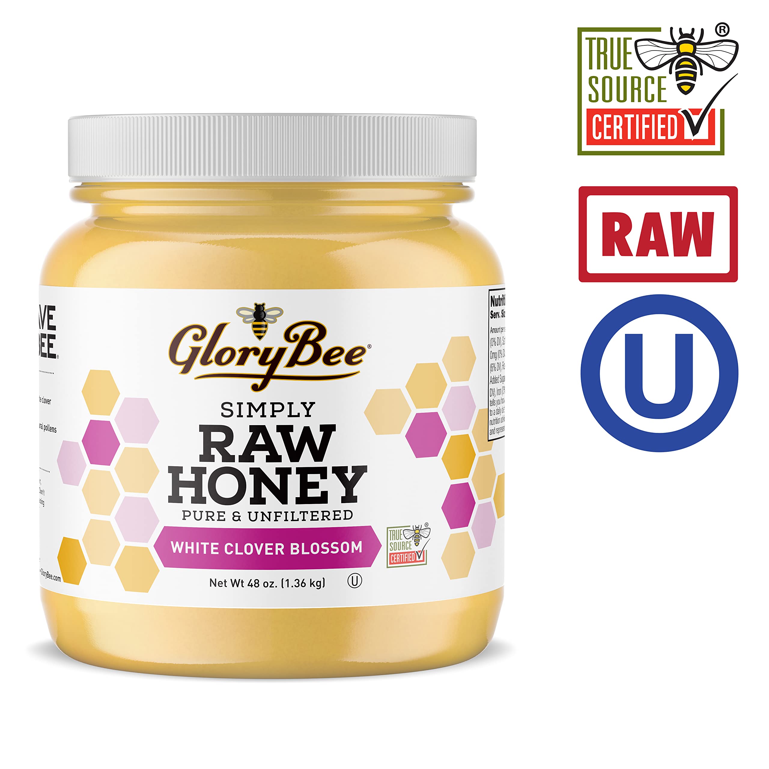 GloryBee Creamy white clover honey texture ready to spread.