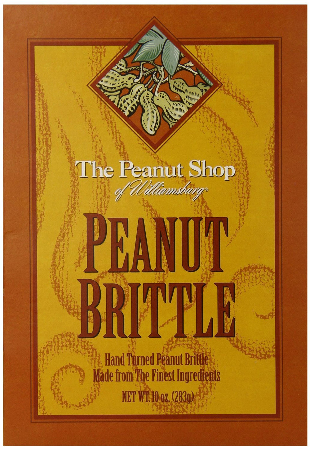 Gluten-free ingredients highlight The Peanut Shop of Williamsburg brittle's inclusive appeal.