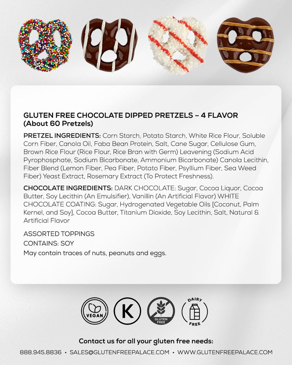 Gluten Free Palace branding box, premium gluten-free snacking option.