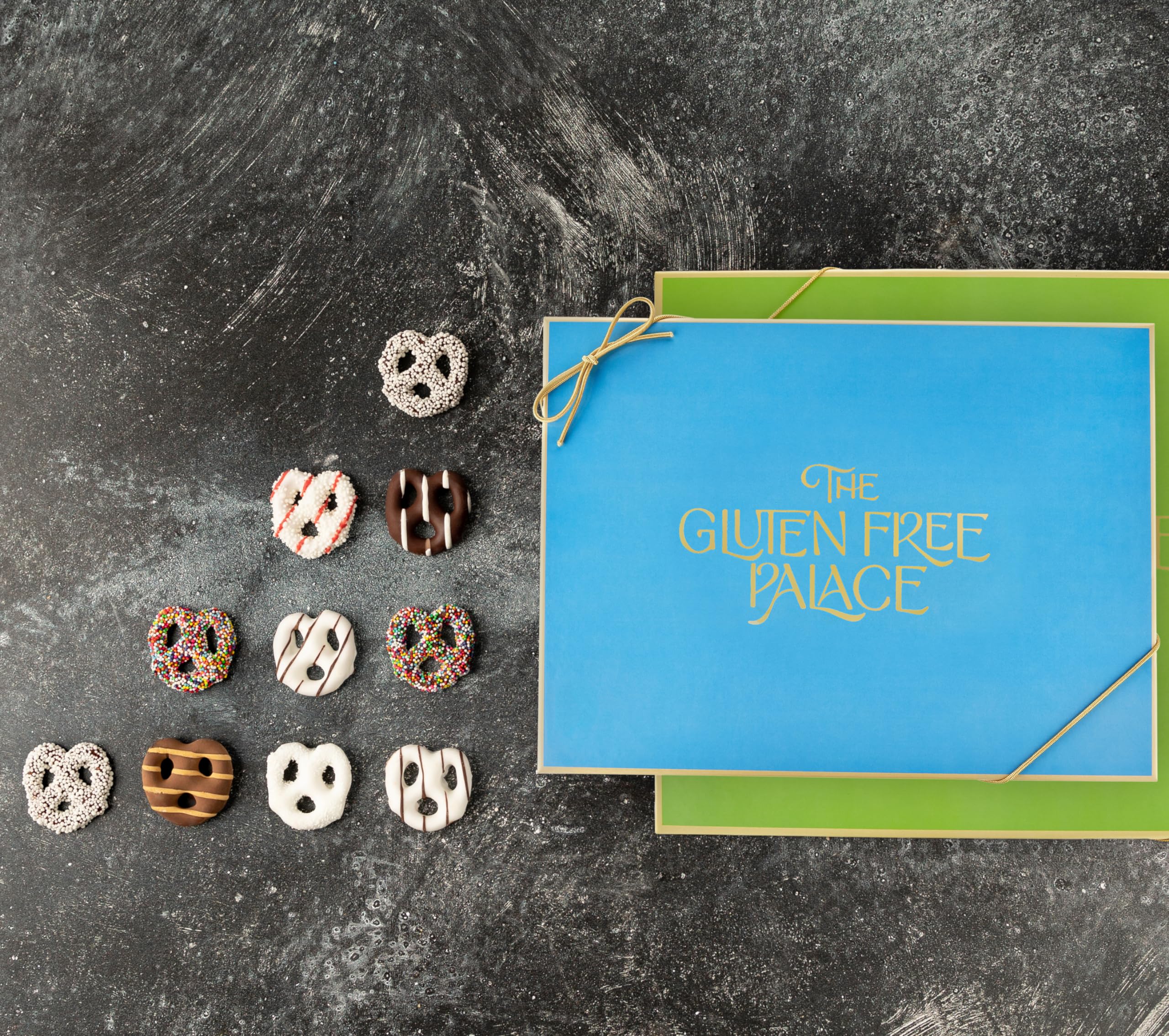 Gluten Free Palace chocolate-covered pretzels close-up, highlighting crunchy texture.