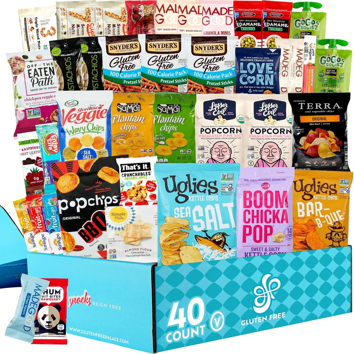 Gluten Free Palace exterior gift basket with premium gluten free snacks for gifting.