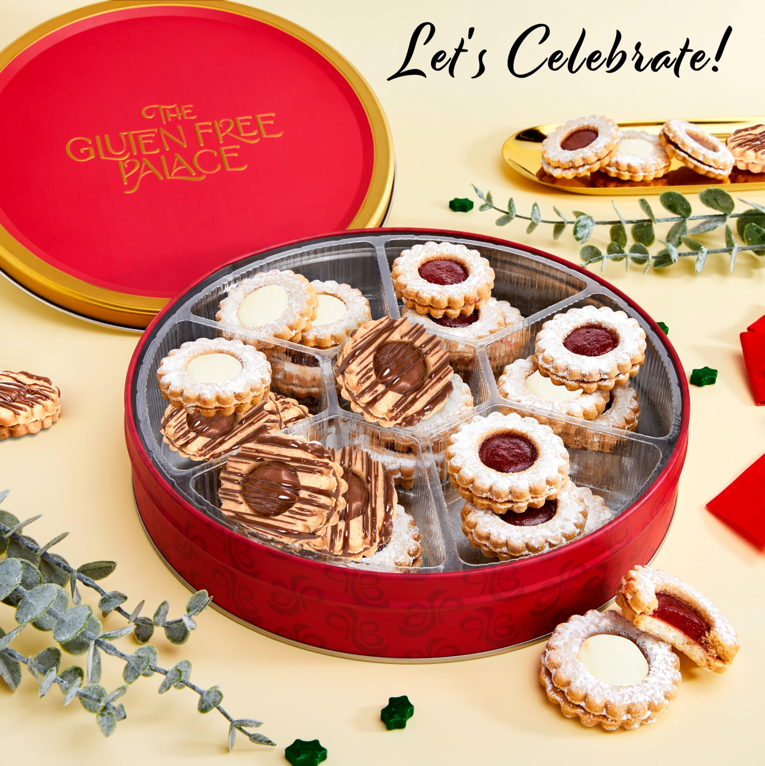 Gluten Free Palace gluten-free cookie variety in an elegant gift box.