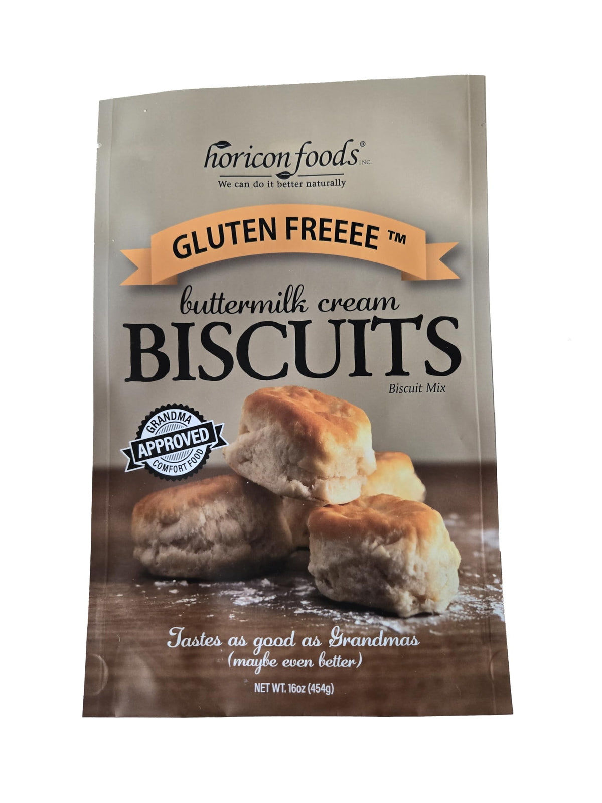 Glutenfreeee biscuit mix box packshot showing gluten-free comfort for home bakers.