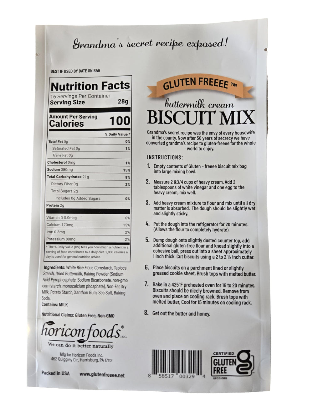 Glutenfreeee biscuit mix powder closeup highlighting premium ingredients for flavor.