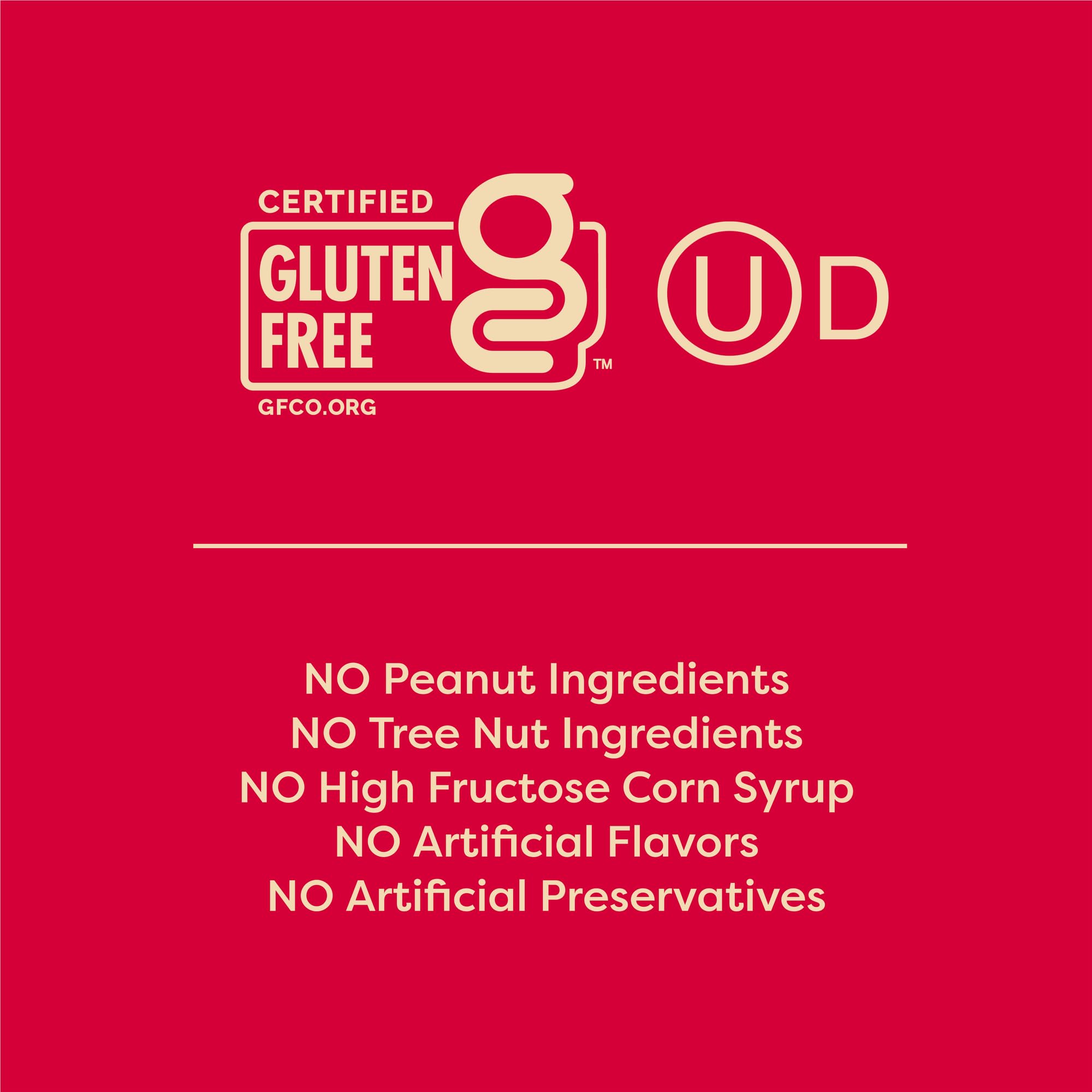 The certification badge on packaging signals Glutino's gluten-free ingredients and safety