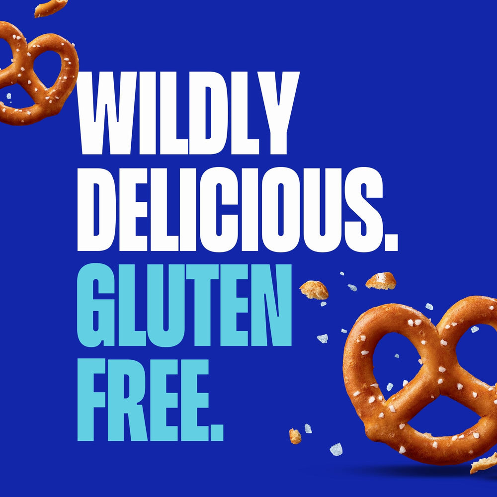 Glutino pretzels salted on snack-plate ready to share with friends and family.