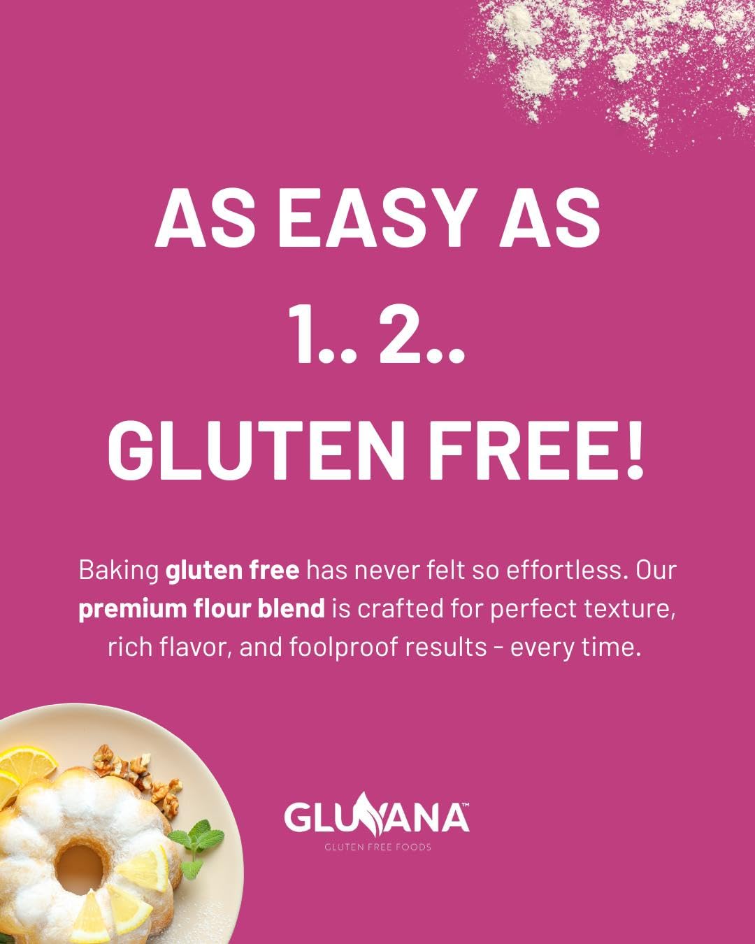 Gluvana flour bag highlighting extended shelf life