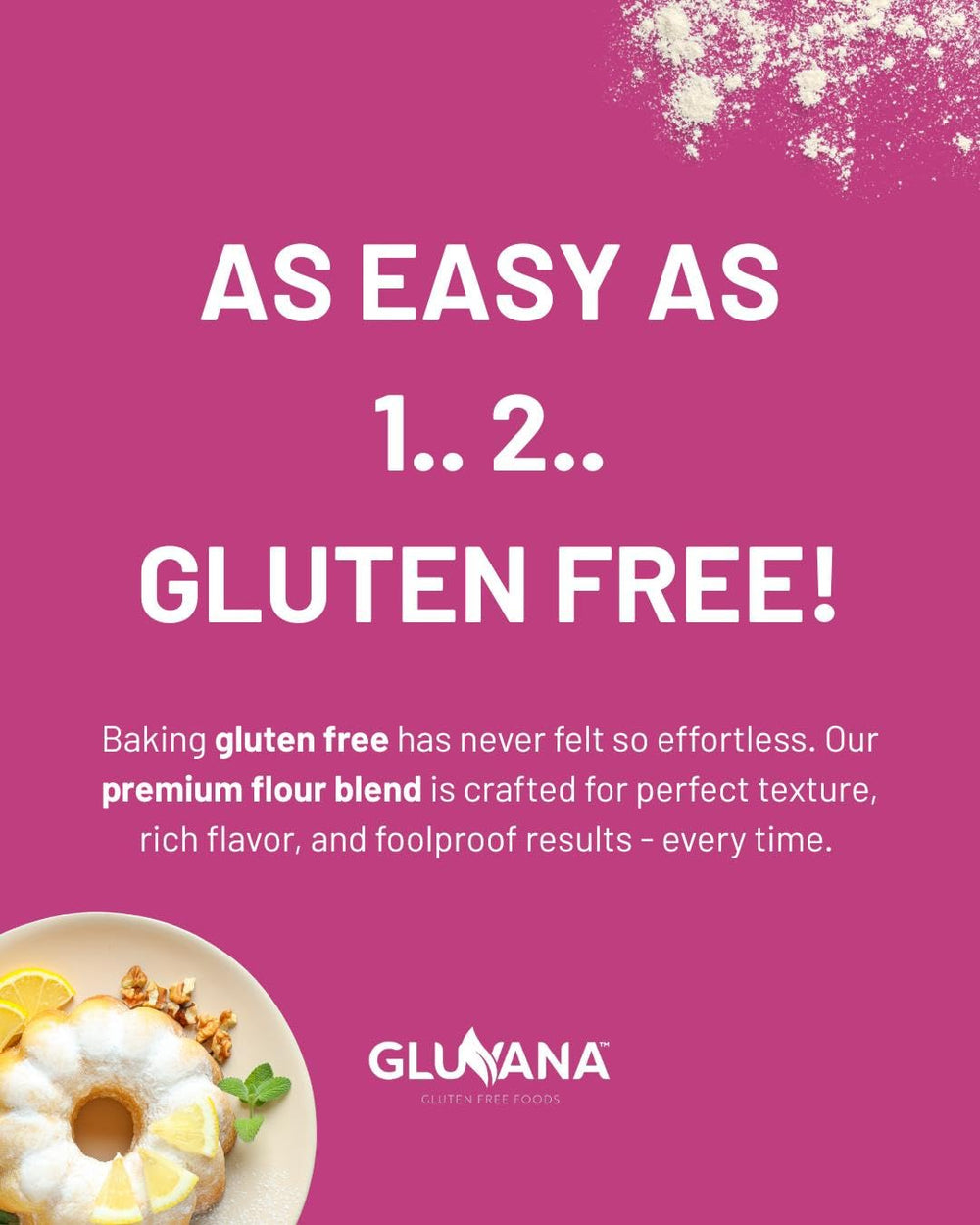 Gluvana flour bag highlighting extended shelf life