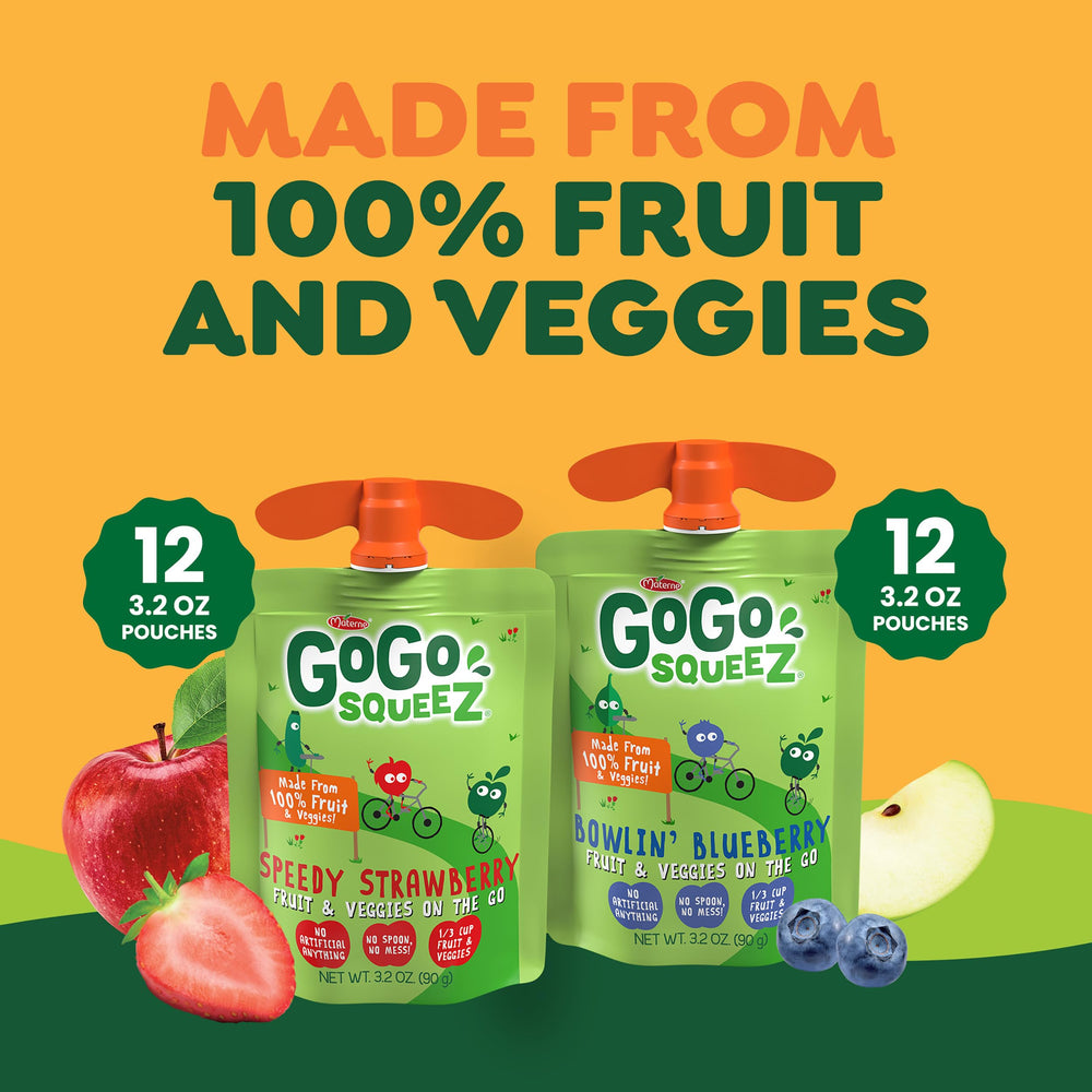 GoGo squeeZ BPA-free pouch, safe packaging for kids' snacks.
