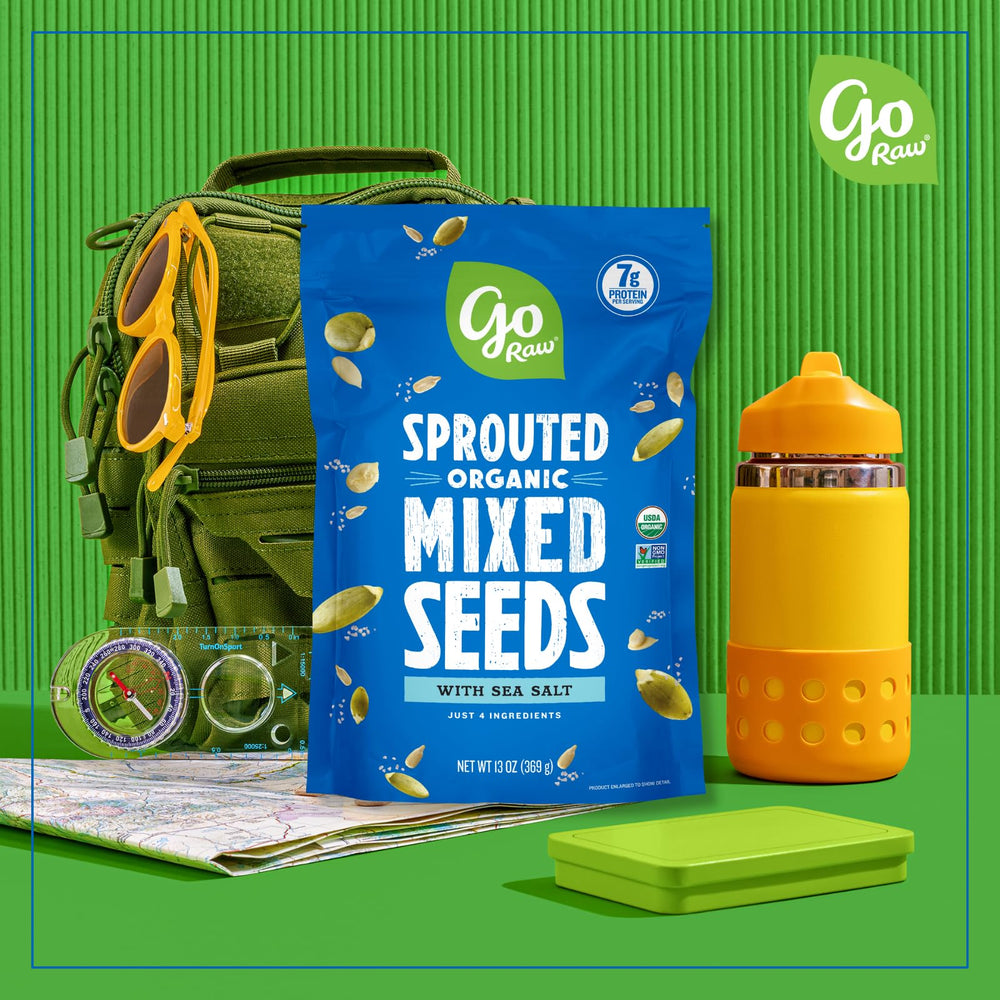 Go Raw resealable pouch preserves freshness and flavor.