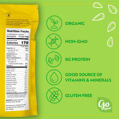 Close-up texture of Go Raw sprouted sunflower seeds, crunchy and nutrient-dense.