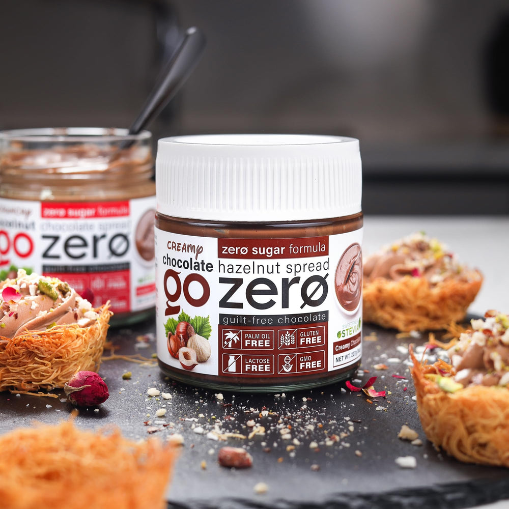 Go Zero spread on croissant for quick gourmet bite.